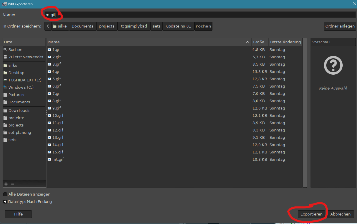 Screenshot vom Textfeld