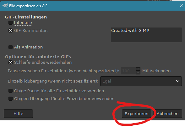Screenshot vom Textfeld